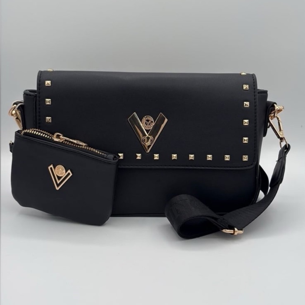 Valentino Black Crossbody Bag with Gold Studs